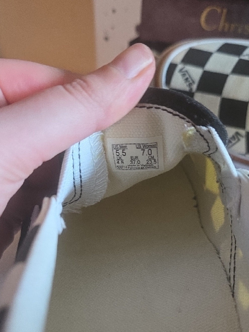 Vans Women's Checkerboard Slip-On Sneakers - Black & White - Picture 8 of 9